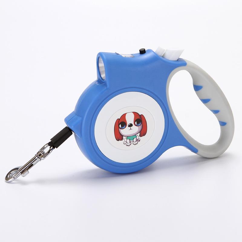 Savoy - LED Lighted Retractable Nylon Dog Leash - Blue -