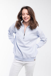 Thumbnail for Zipped Neck Sweatshirt - 5 COLORS -