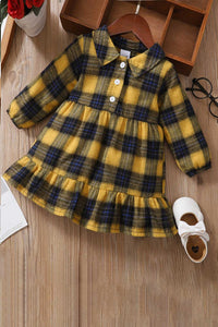 Thumbnail for Girls Plaid Ruffled Shirt Dress - T - 4 SIZES TO 3 - 4 YR. OLD - 1 COLOR -