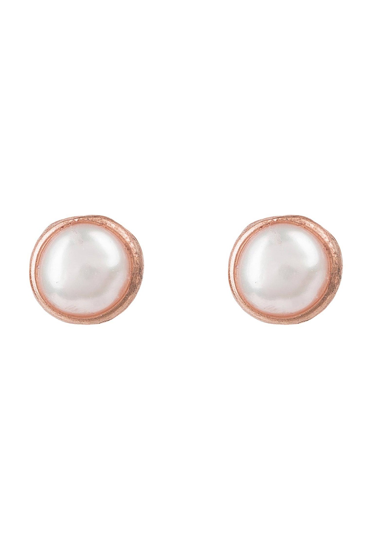 LATELITA - Petite Stud Earrings Rosegold White Pearl -