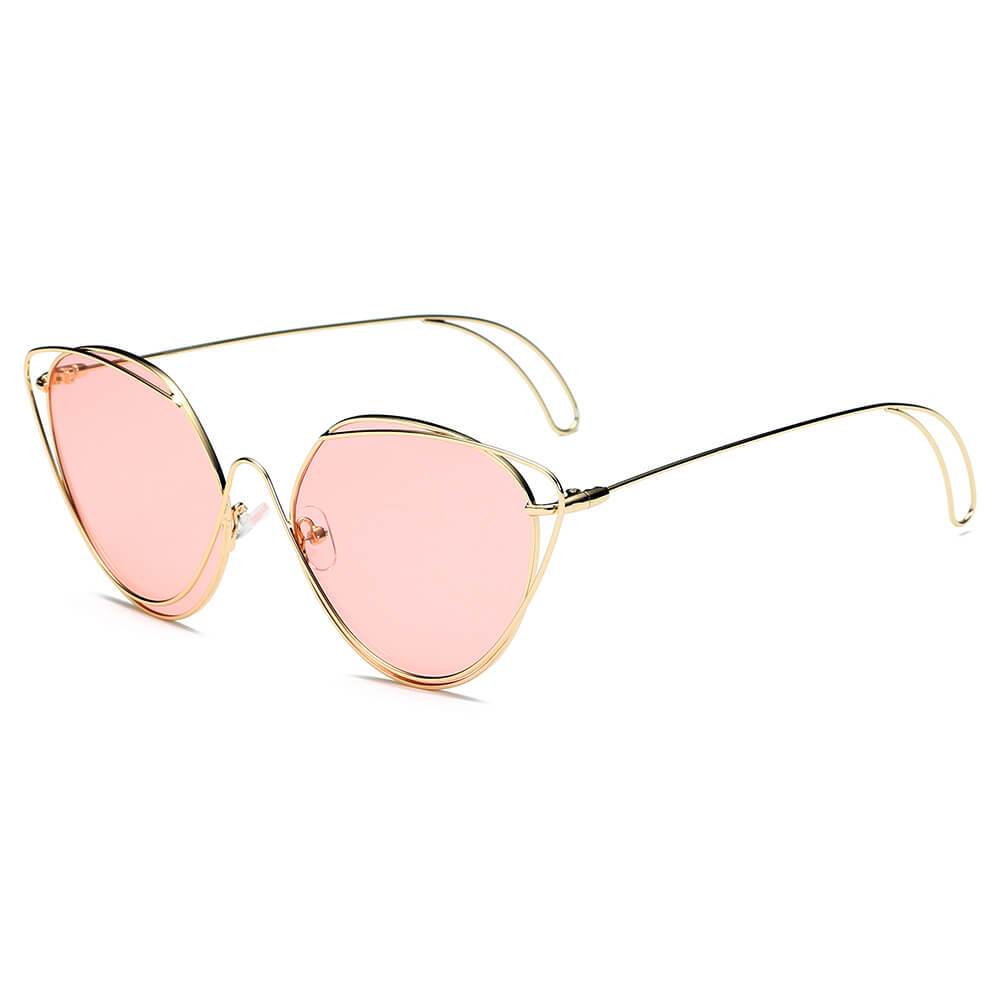 Lisle | Women Fashion Round Wire Art Cat Eye Sunglasses - 4 COLORS -