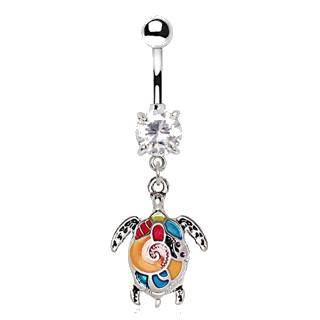 316L Stainless Steel Aloha Sea Turtle Dangle Navel Ring -