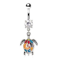 Thumbnail for 316L Stainless Steel Aloha Sea Turtle Dangle Navel Ring -