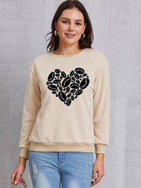 Thumbnail for Heart Round Neck Dropped Shoulder Sweatshirt - T - 3 COLORS -