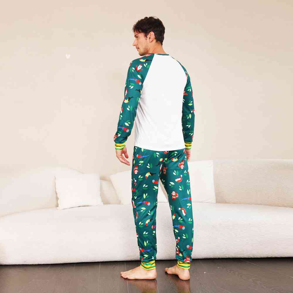 MEN MERRY CHRISTMAS Graphic Top and Printed Pants Set - T -