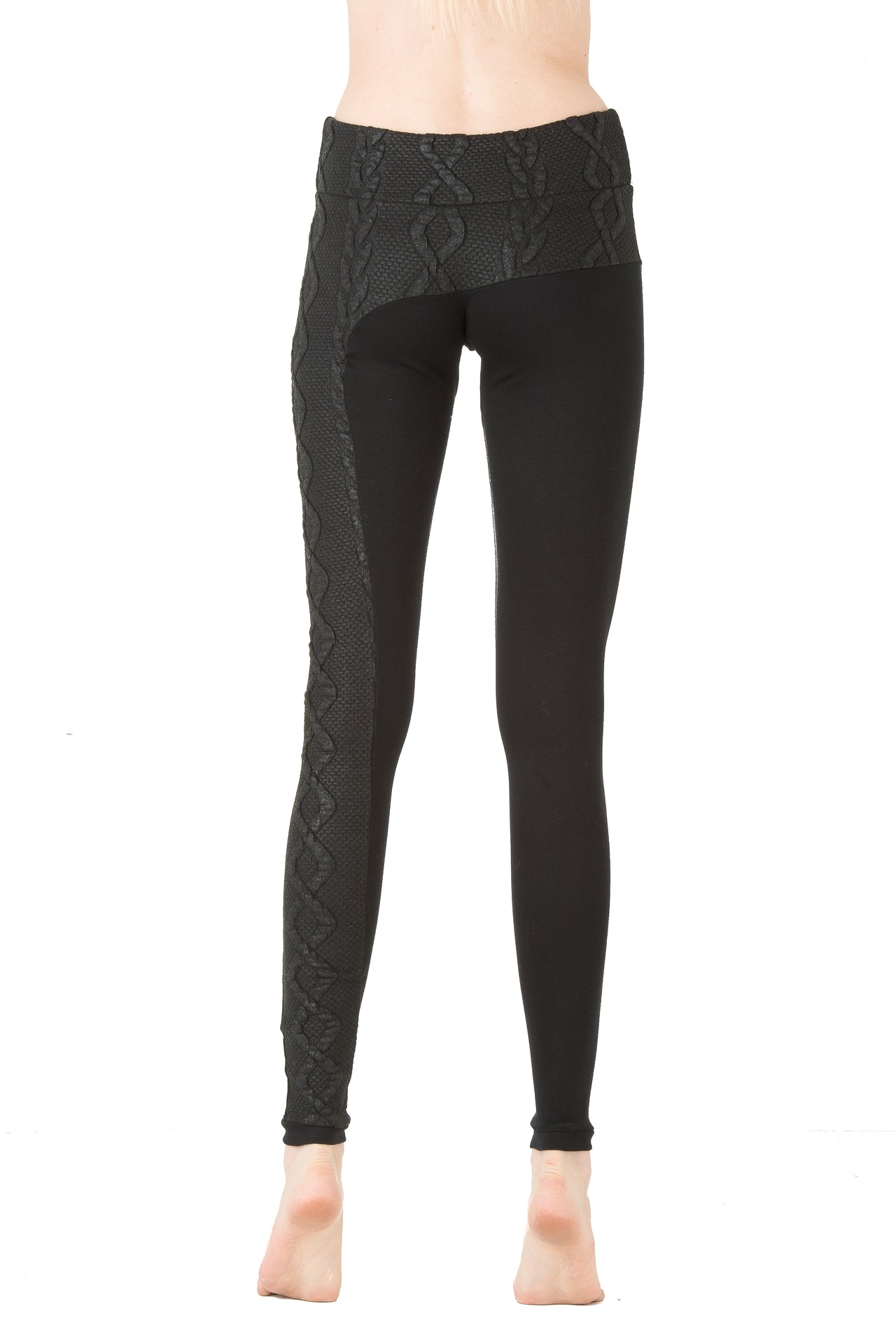 EON Paris - Asymmetrical Leggings - Black w/ textured Black outer - 1 COLOR -