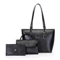 Thumbnail for Savoy - Emerson Faux Crocodile Handbag Set ( 3-Pack) - BLACK - 1 COLOR -