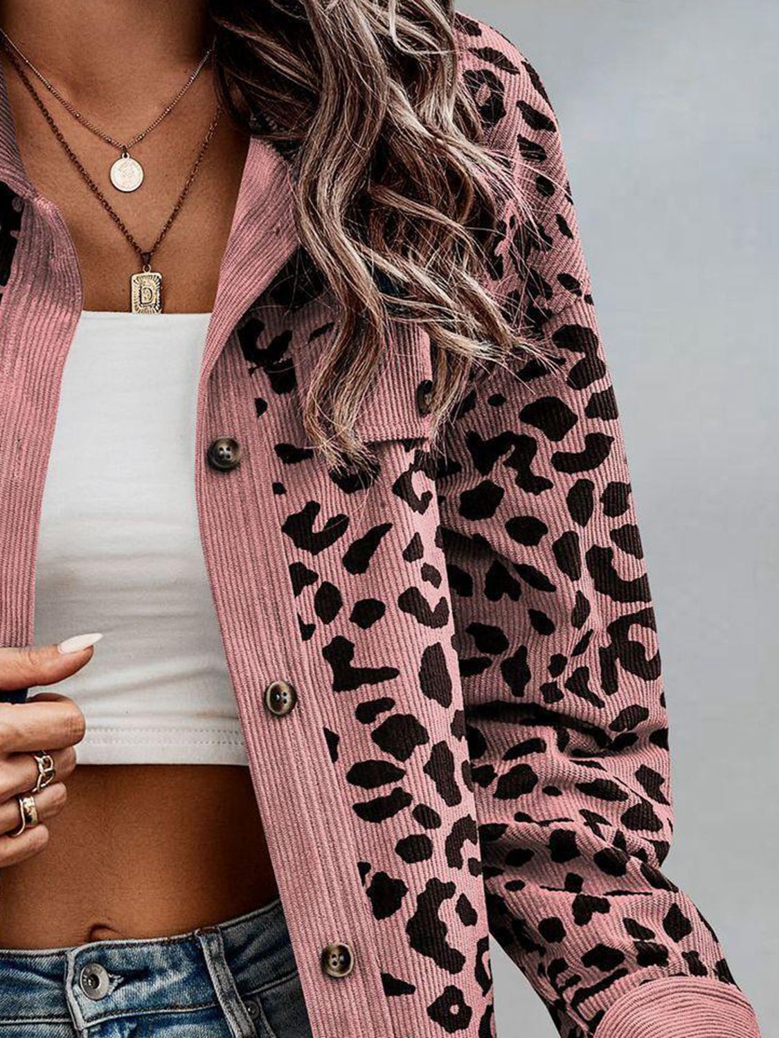 Full Size Leopard Buttoned Jacket - T - 5 COLORS -