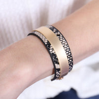 Thumbnail for Snake Skin Leather Cuff Bracelet - 4 COLORS -