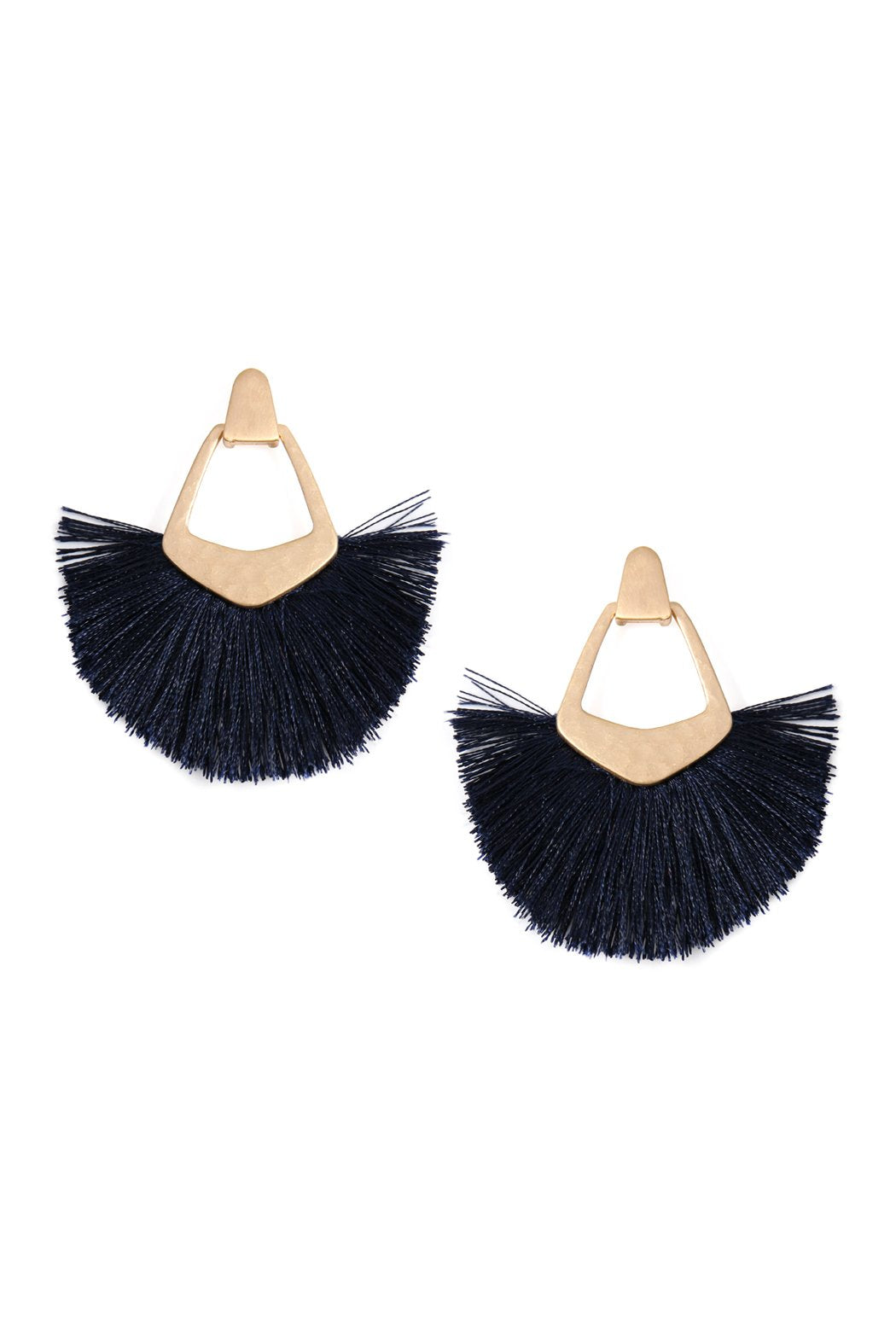 Riah fashion - Fan Tassel Post Dangle Earrings - 15 COLORS -