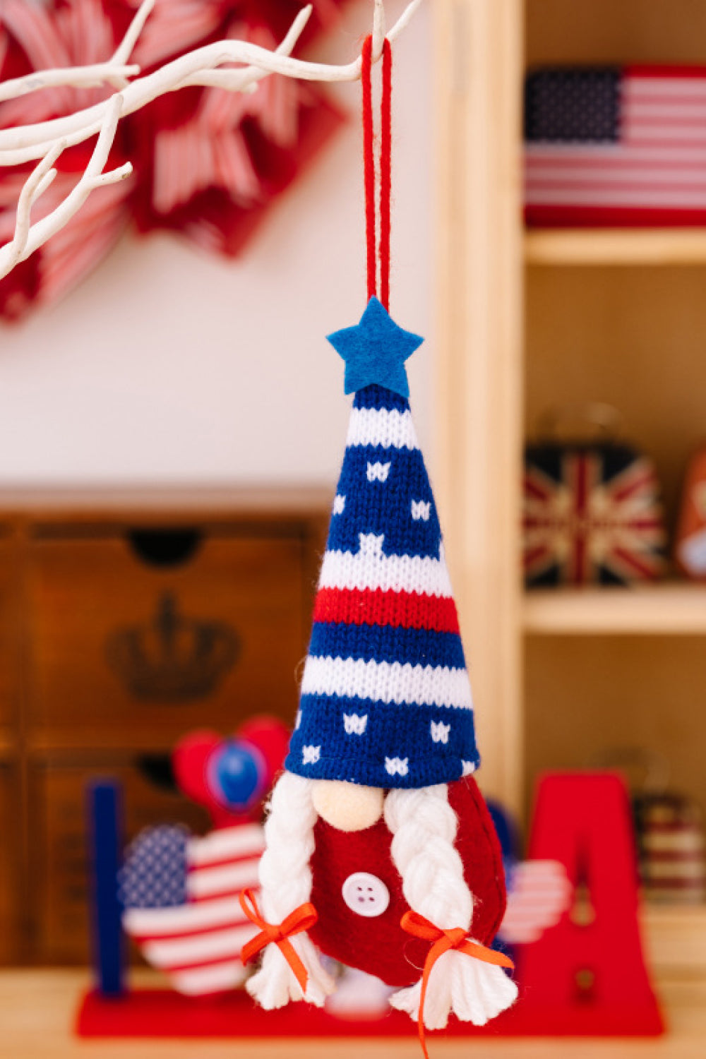 Set of 4 Independence Day Knit Hanging Ornament Gnomes - 7.5" - 4 PCS - 4 TYPES / SET - [5-10 DAY DELIVERY] - T -