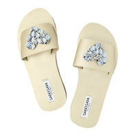 Thumbnail for SAND BY SAYA N.Y. - Crystal Heart - Waterproof Espadrille Flat-Rhinestone Womens Embellished Sandals - 3 COLORS -