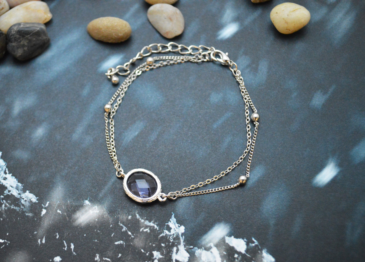 White Gold Double Layered Tanzanite Bracelet -