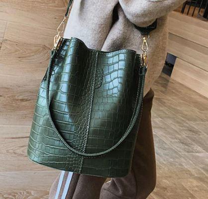 Blake Shoulder Bag - Olive Croc - 1 COLOR -