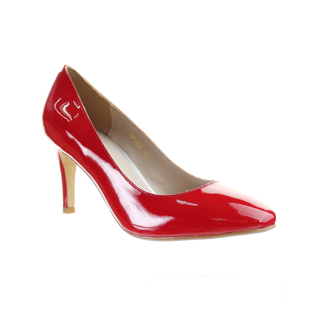 Patent Leather 8cm Pin Heel Round Toe Pumps-Red