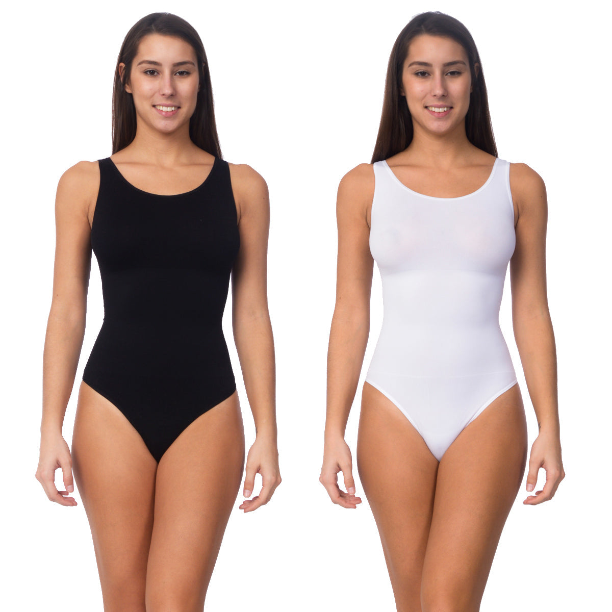 Seamless Shaping Bodysuit With Thong Bottom 2 Pack - 2 PCS. -