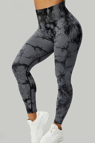 Printed High Waist Active Leggings - T - 5 COLORS -