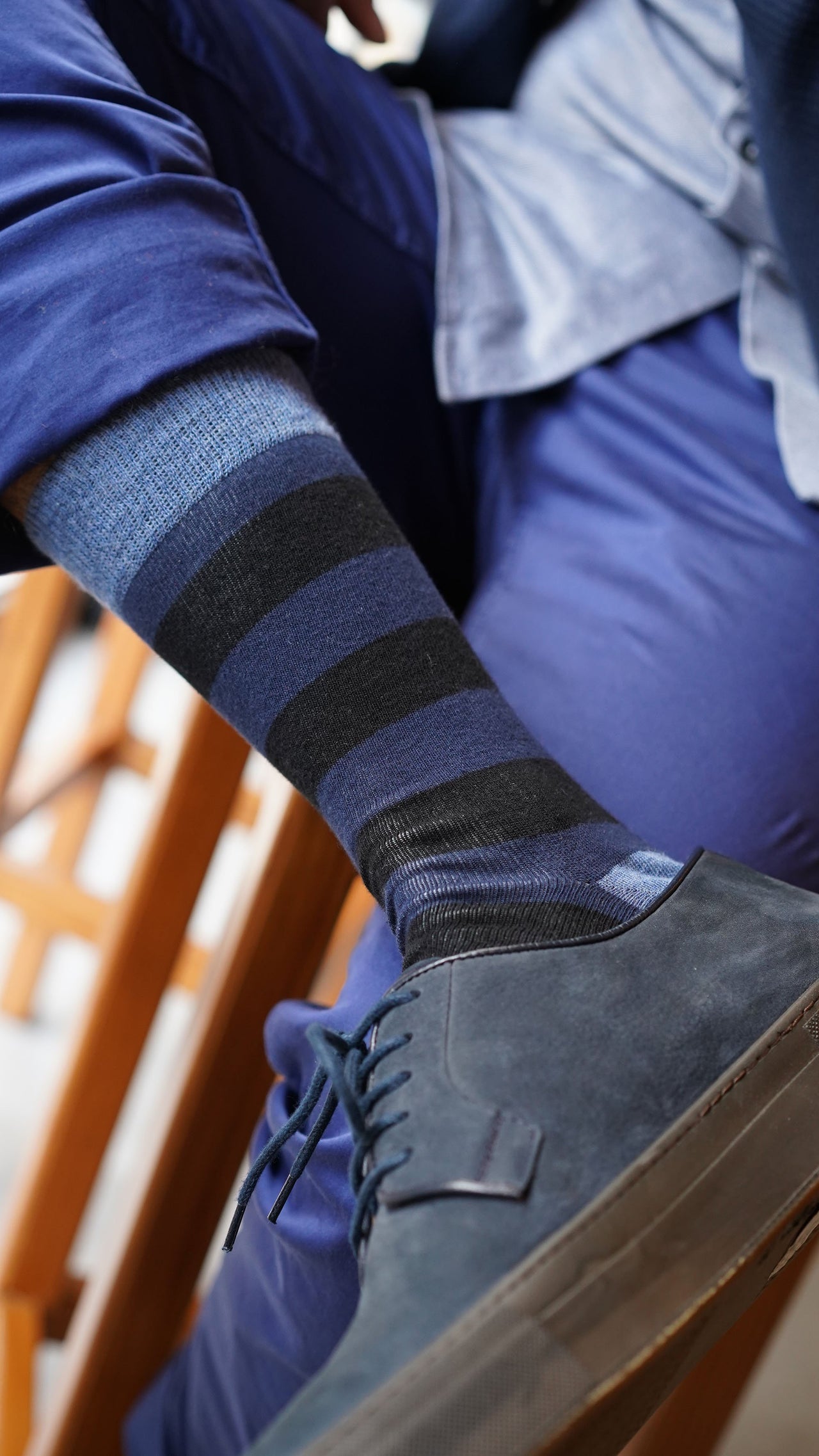 Men's Azure Stripe Socks - 1 COLOR -