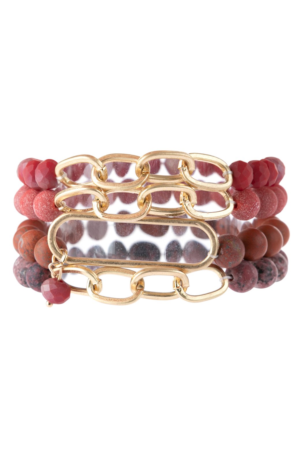 Riah Fashion - Chain Beaded Stretch Bracelet - 6 COLORS -