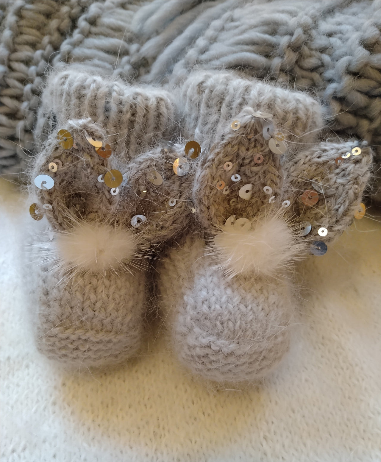 Baby Bubble - Booties With Bunny Ears and Pompoms - 1 COLOR -