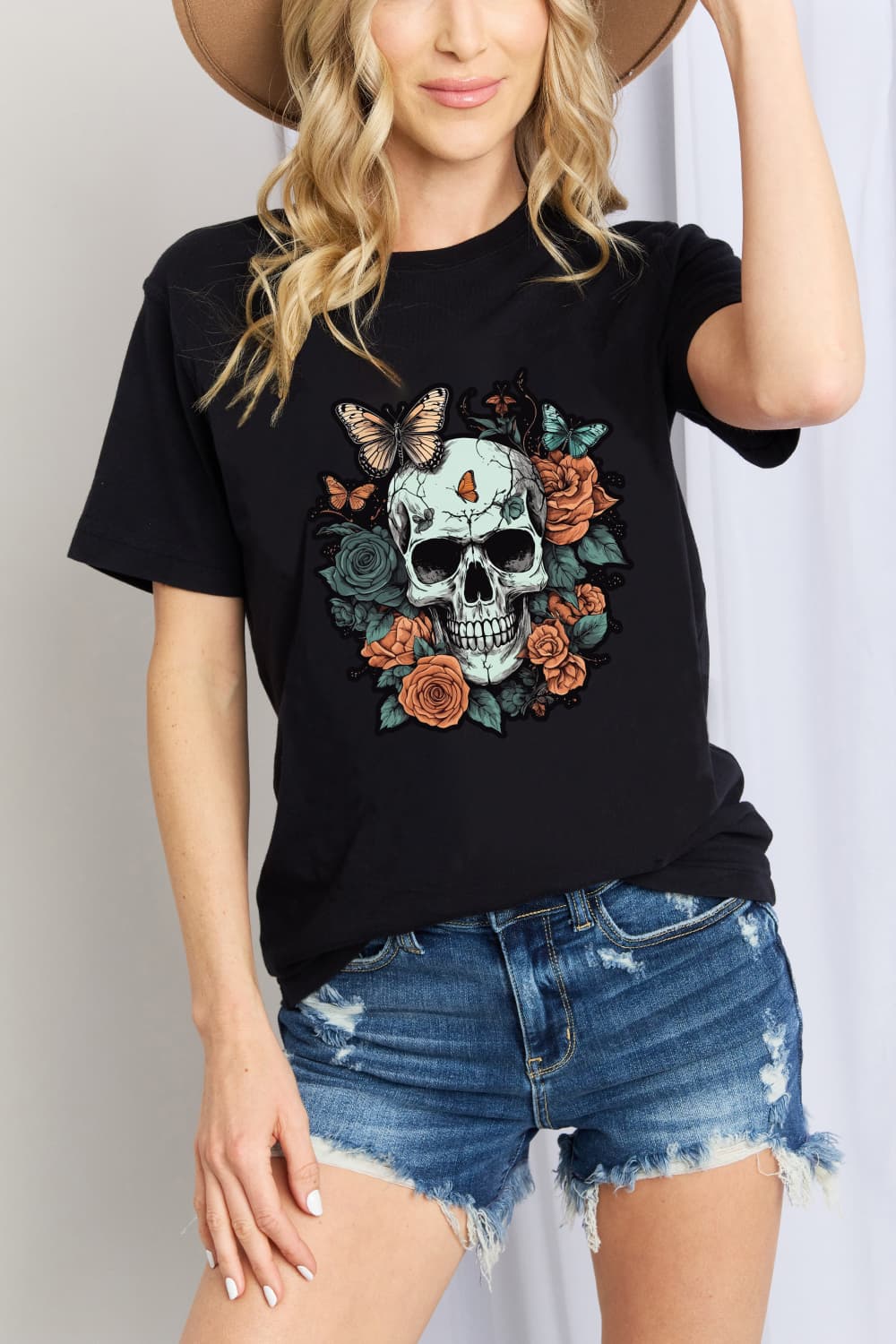 Simply Love Simply Love Full Size Skull Graphic Cotton T-Shirt - T - 2 COLORS -