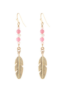 Thumbnail for Cast Feather Dangle Earrings - 8 COLORS -