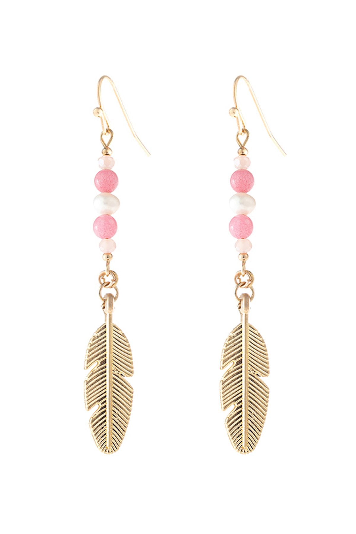 Cast Feather Dangle Earrings - 8 COLORS -