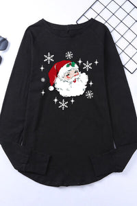 Thumbnail for Santa Graphic Round Neck Long Sleeve T-Shirt