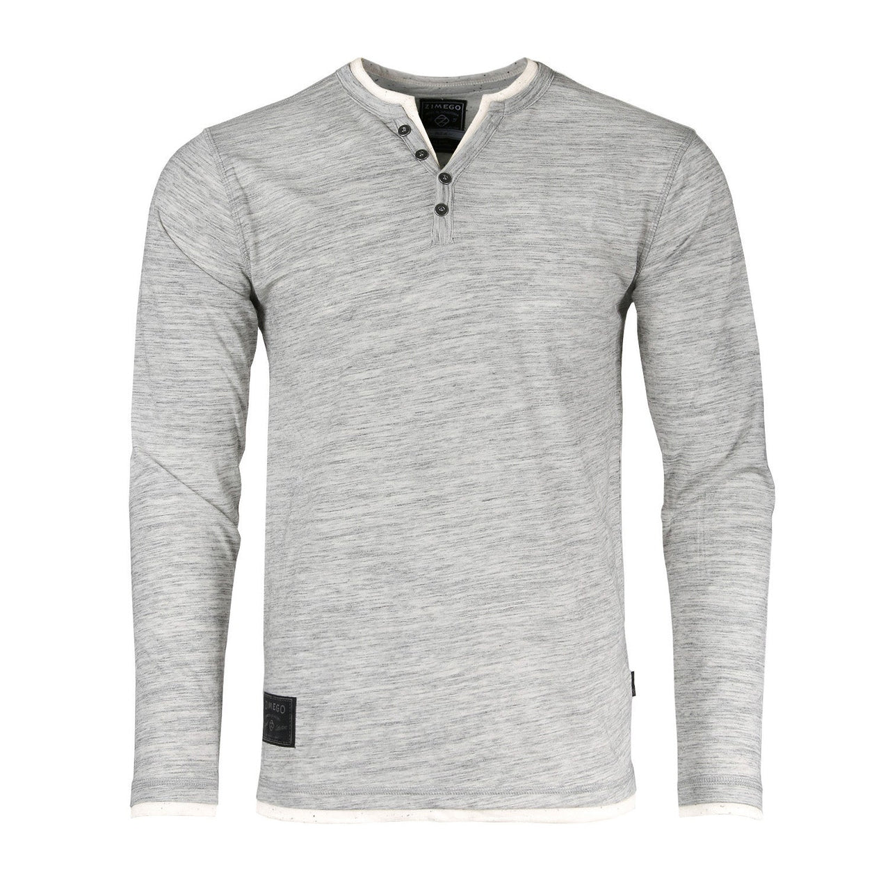 Men’s Long Sleeve Double Layered Y-Neck Fashion Henley - 1 COLOR