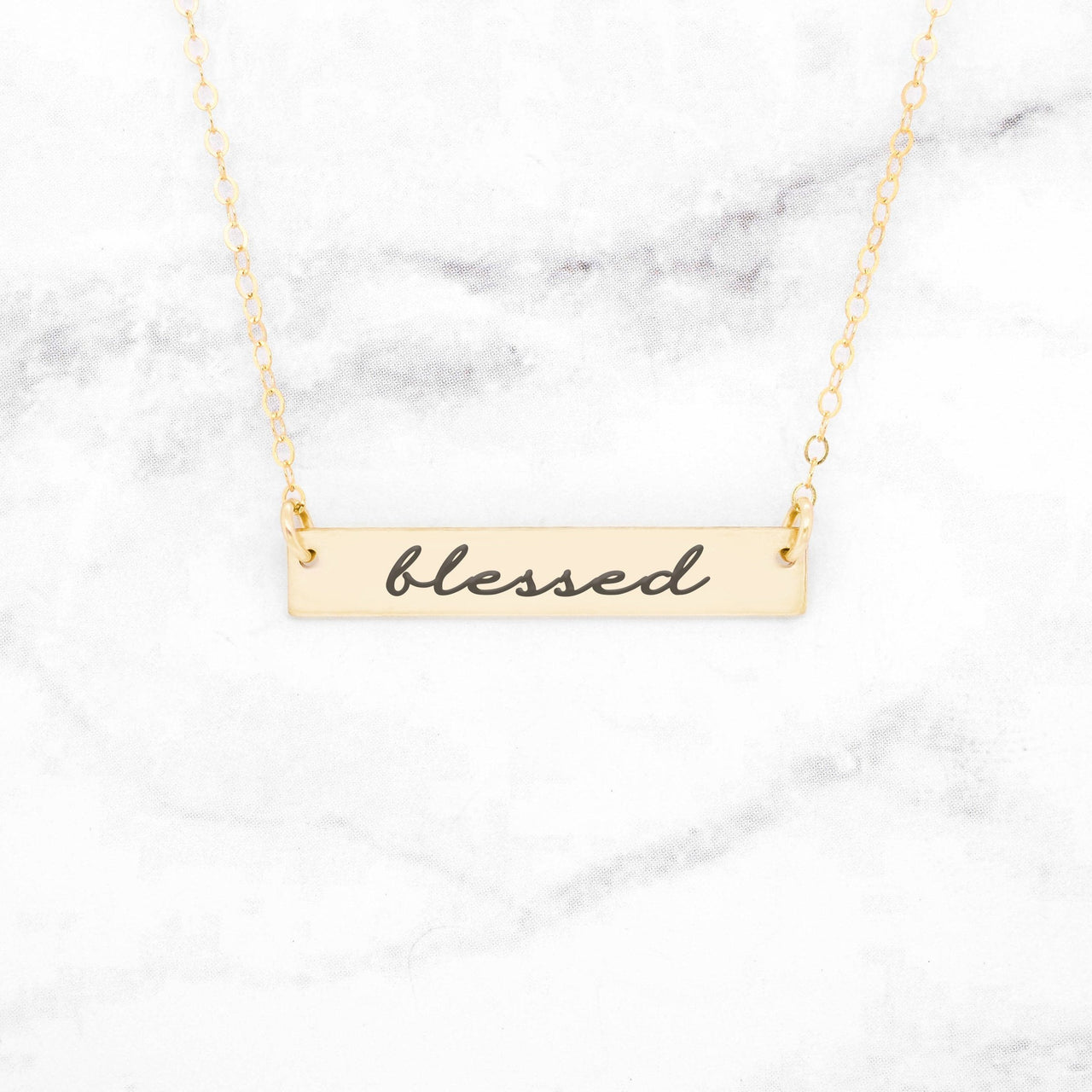 Blessed Necklace - Rose Gold Bar Necklace -