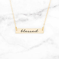 Thumbnail for Blessed Necklace - Rose Gold Bar Necklace -