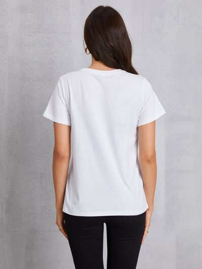 Graphic Round Neck Short Sleeve T-Shirt - T - 3 COLORS -