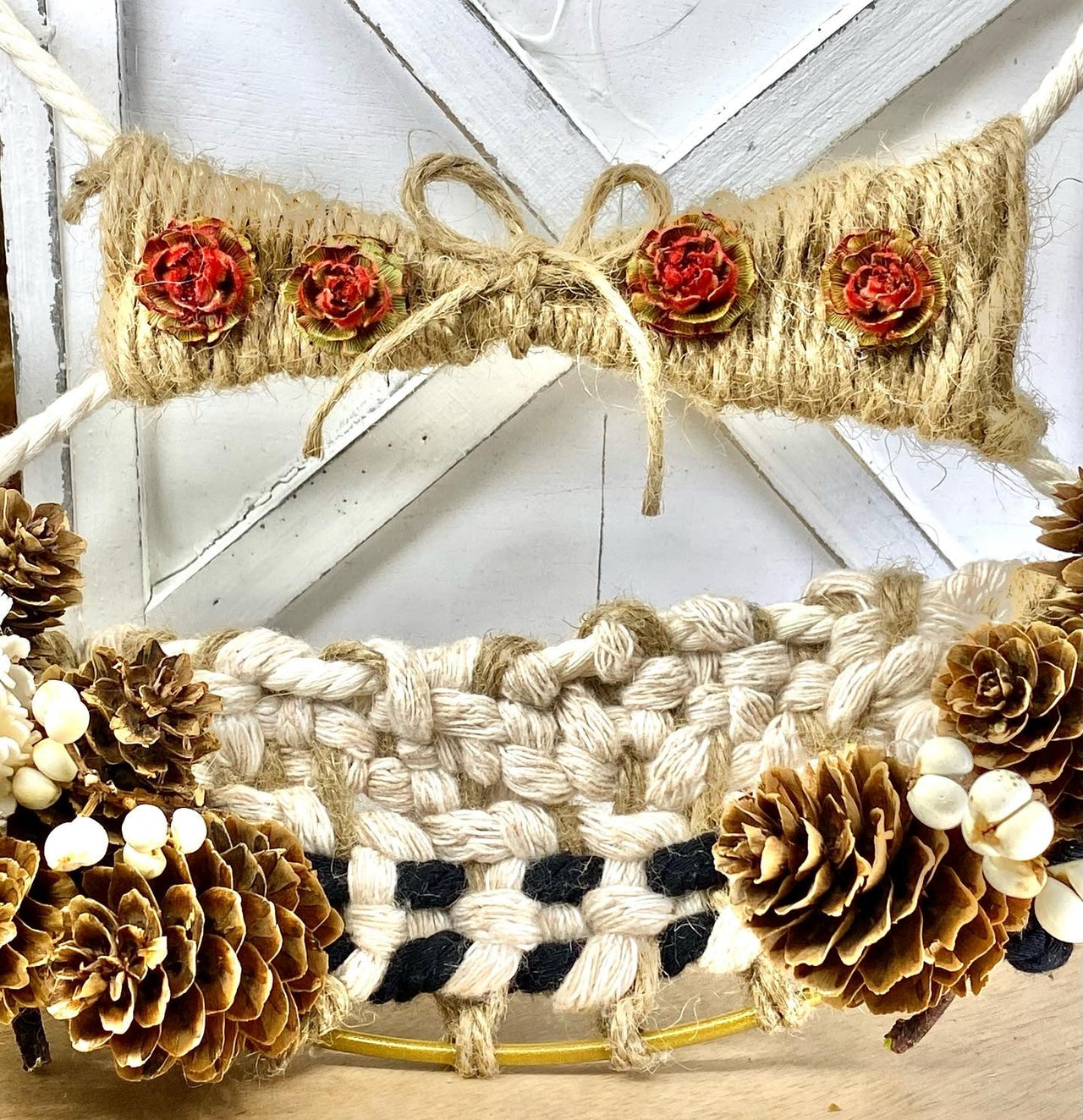 Sunsum - Mountain’s Edge, Macrame Wreath With Dried Flowers, Wall Decor, 10 “ -