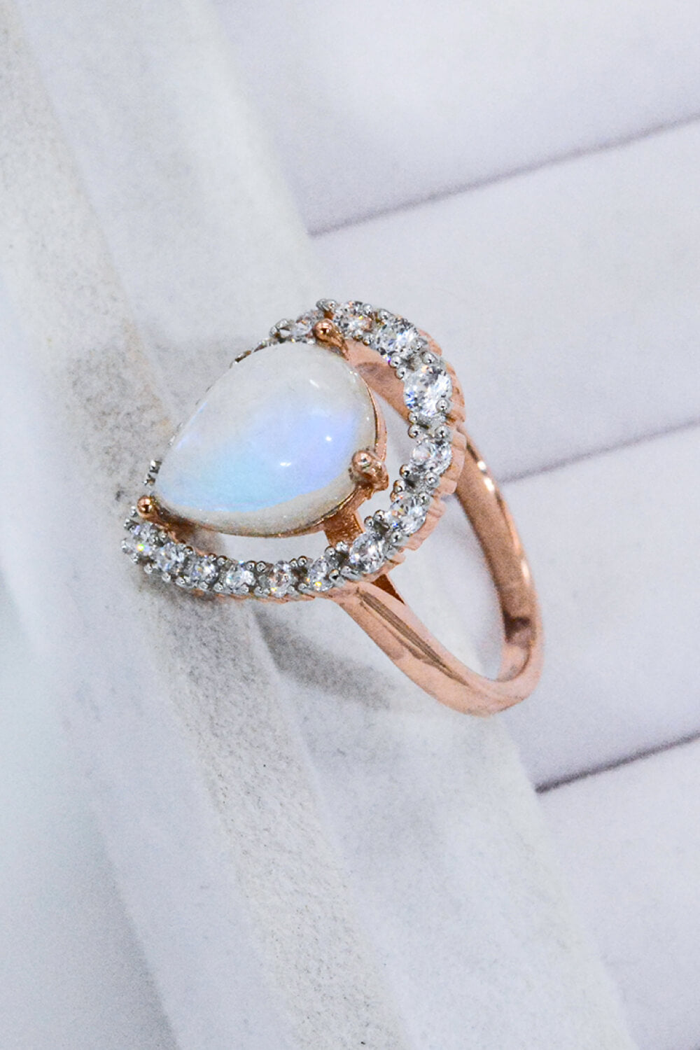 Moonstone Teardrop-Shaped 925 Sterling Silver Ring - T - SIZES 6 THRU 9 - 1 FINISH -