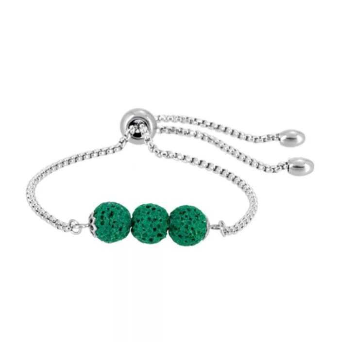 Green Triple Lava Stone Charm Bracelet -