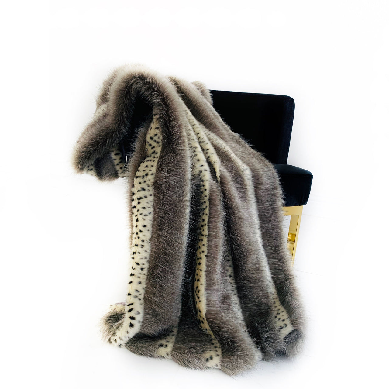 Plutus Gray  Two Tone Feather Faux Fur Luxury Throw Blanket - 14 SIZES -