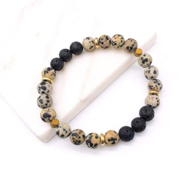 Polka Dotted Lava Stone Bracelet -