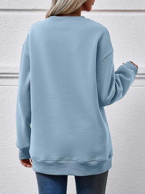 Graphic Round Neck Dropped Shoulder Sweatshirt - T - 9 COLORS -