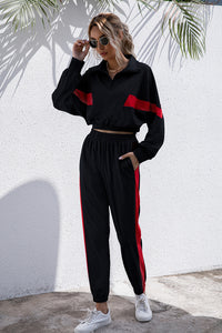 Thumbnail for Turtle Neck Long Sleeve Zip-Up Top Long Pants Set - 2 PCS. - T - 3 COLORS -