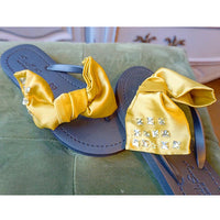 Thumbnail for SAND BY SAYA N.Y. - Kent-Silk Satin Yellow Bow - Flat Flip Flops Sandals - 5 COLORS -