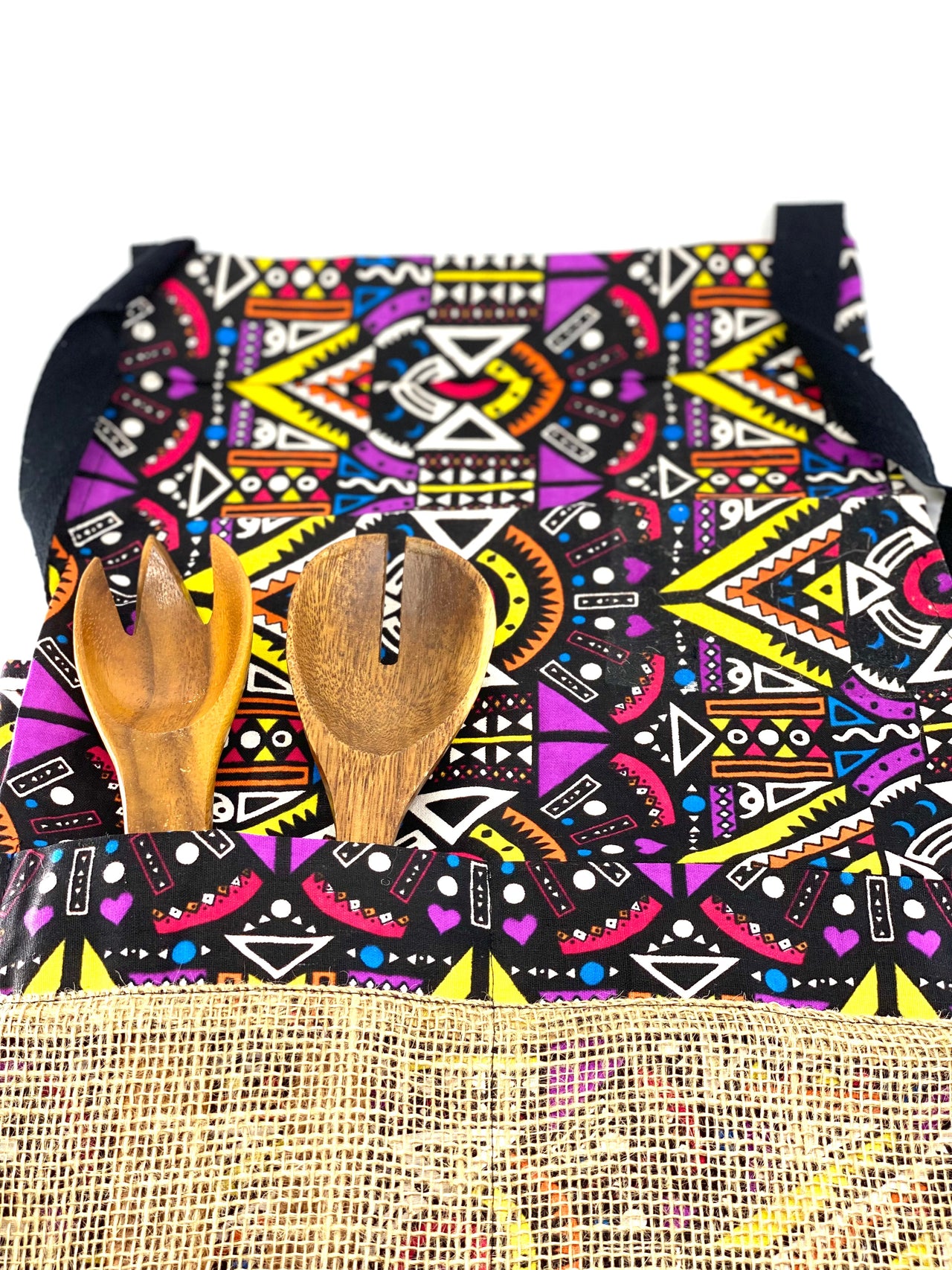 Sunsum - The Mashona Burlap Pocket Wax Print Aprons - 2 COLORS -