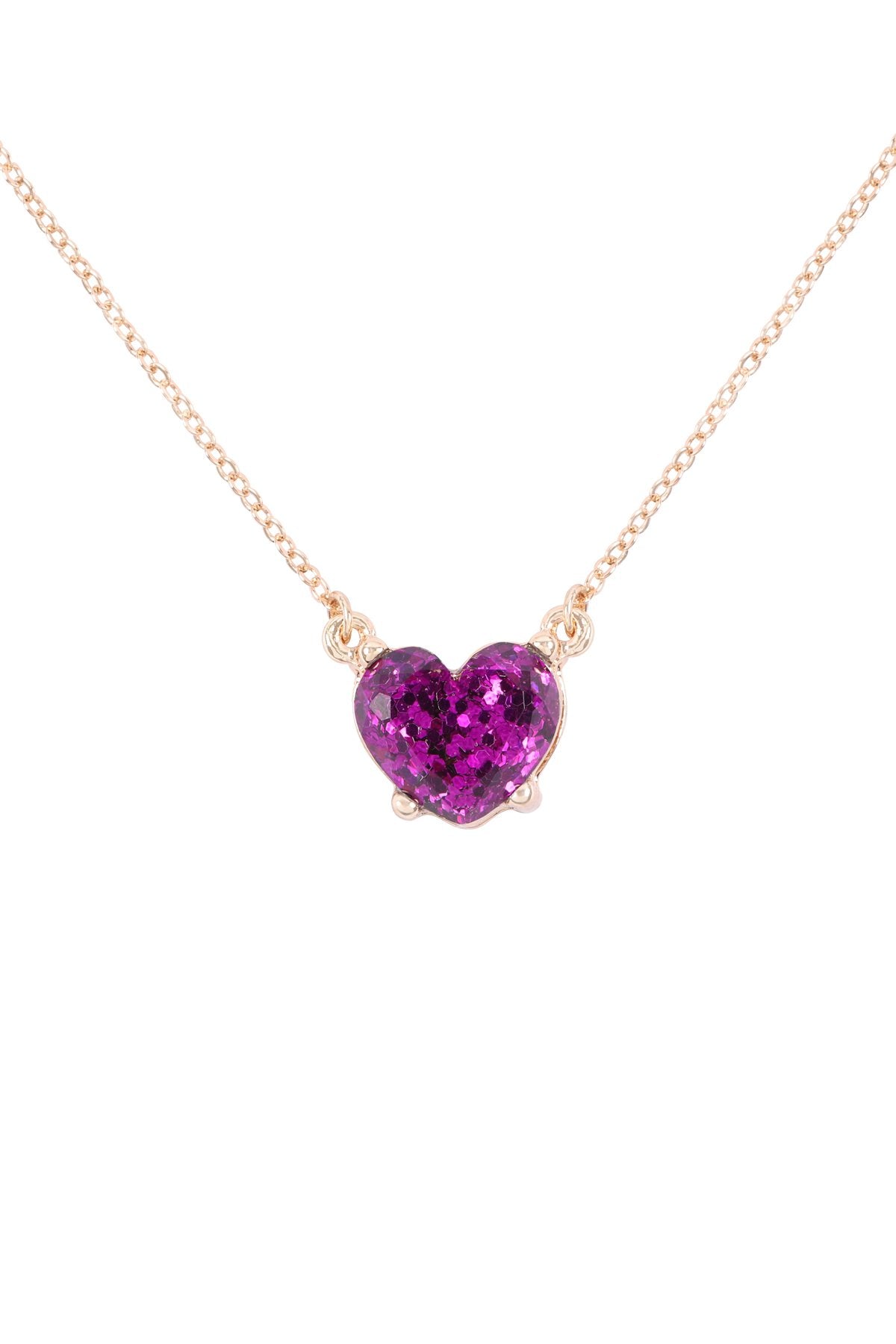 Heart Glitter Epoxy Necklace - 9 COLORS -