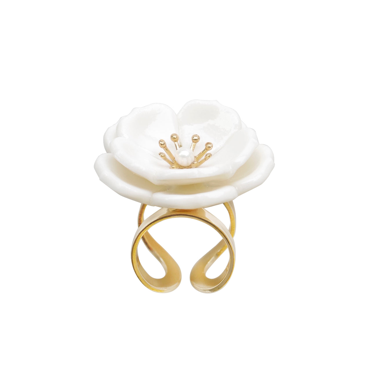 Porcelain Plum Blossom Statement Ring -