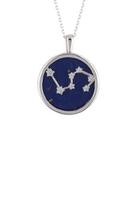 Thumbnail for Zodiac Lapis Lazuli Gemstone Star Constellation Pendant Necklace Silver Leo -