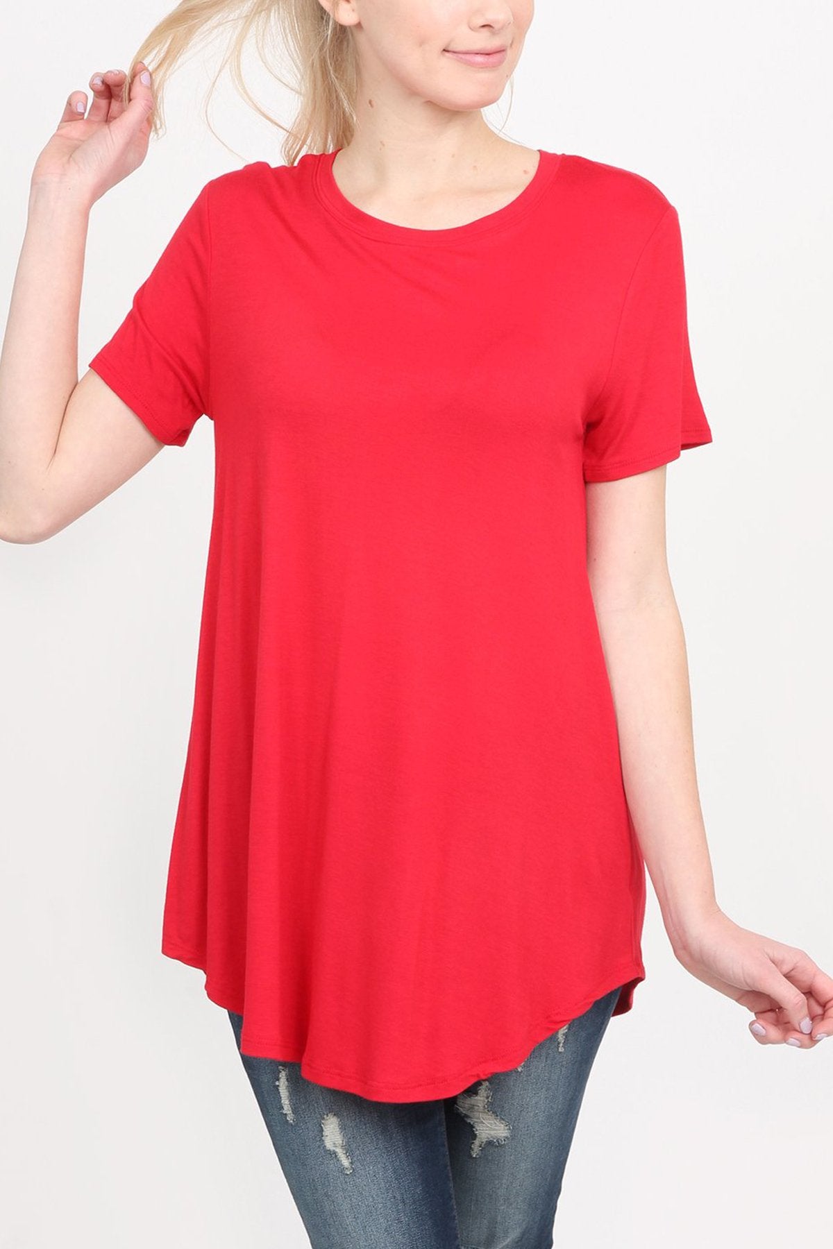 Riah Fashion - Premium Rayon Short Sleeve Top - 12 COLORS -