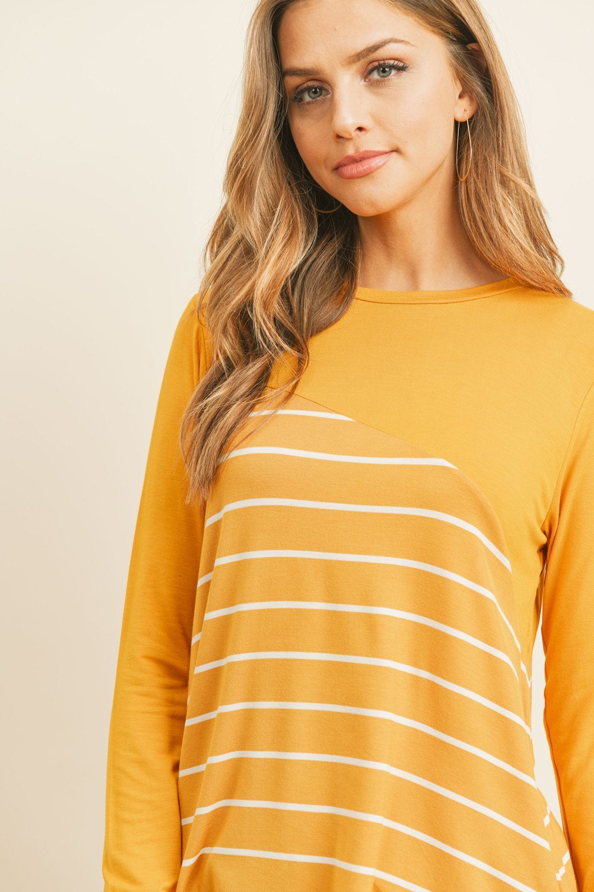 Riah Fashion - Solid Stripe Contrast Color Block Top - 4 COLORS -