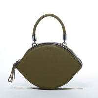 Thumbnail for Kiss Circle Shape Leather Crossbody Bag Olive Green -