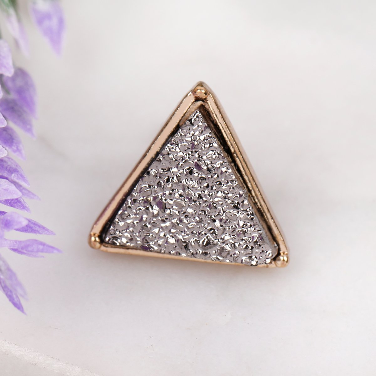 Riah Fashion - Druzy Triangle Post Earrings - 7 COLORS -