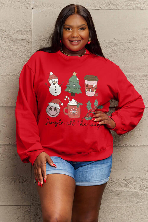 Simply Love Full Size JINGLE ALL THE WAY Long Sleeve Sweatshirt - SIZES S THRU 3XL - T - 4 COLORS -