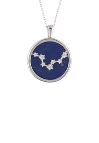 Thumbnail for Zodiac Lapis Lazuli Gemstone Star Constellation Pendant Necklace Silver Pisces -